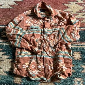 Pendleton Double Soft Beach Shack Shirt Shacket Cotton Terracotta Blue Orange